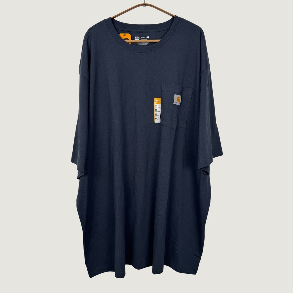 Carhartt Mens K87 Heavyweight Pocket T-Shirt 3XL Loose Fit Bluestone Navy Blue